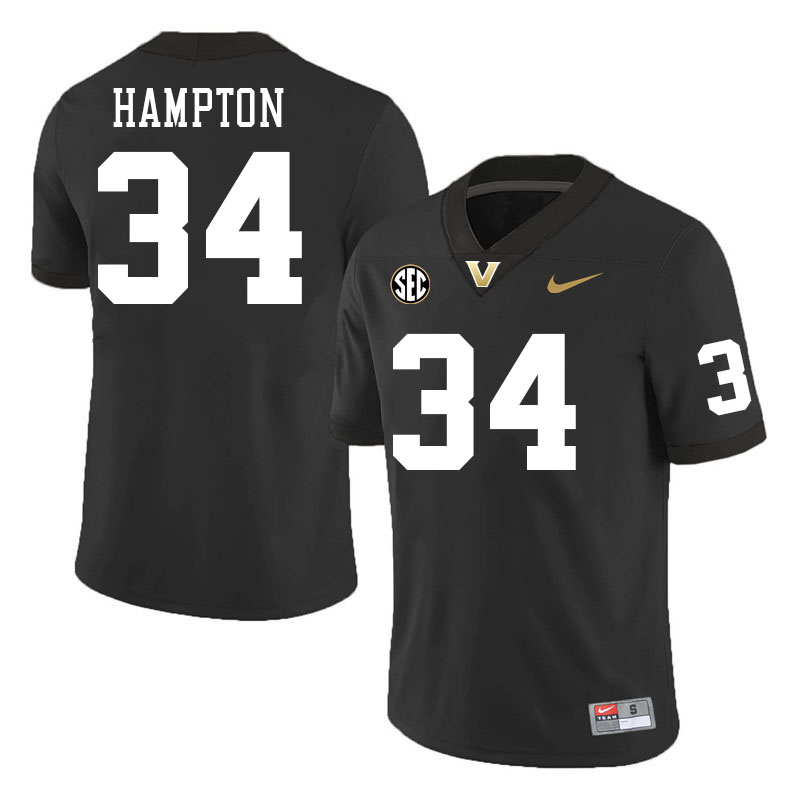 Vanderbilt Commodores #34 Maurice Hampton College Football Jerseys Stitched-Black